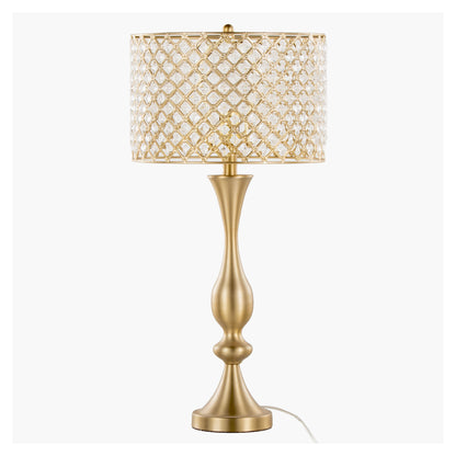 Topaz Glam/Art Deco Metal Table Lamp with Crystal and Metal Shade by LumiSource