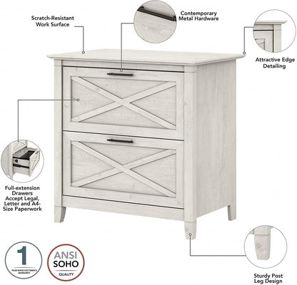 Key West L-Shaped Desk with Mobile File Cabinet for Home Office Workspace