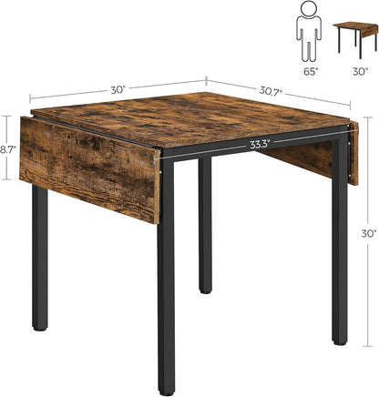 Folding Dining Table, Drop Leaf Extendable, for Small Spaces, Seats