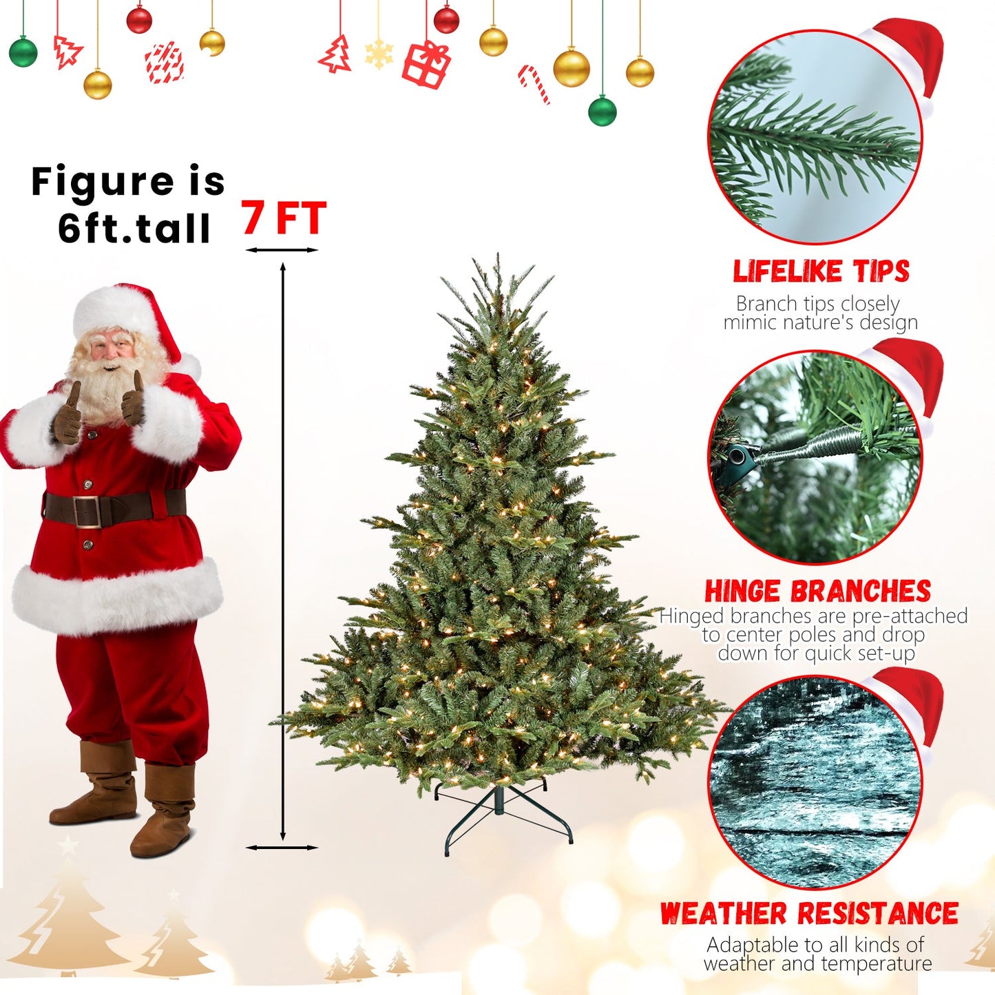 9FT Full-Shape Christmas Tree with 1100 UL Lights – PE/PVC Mixed