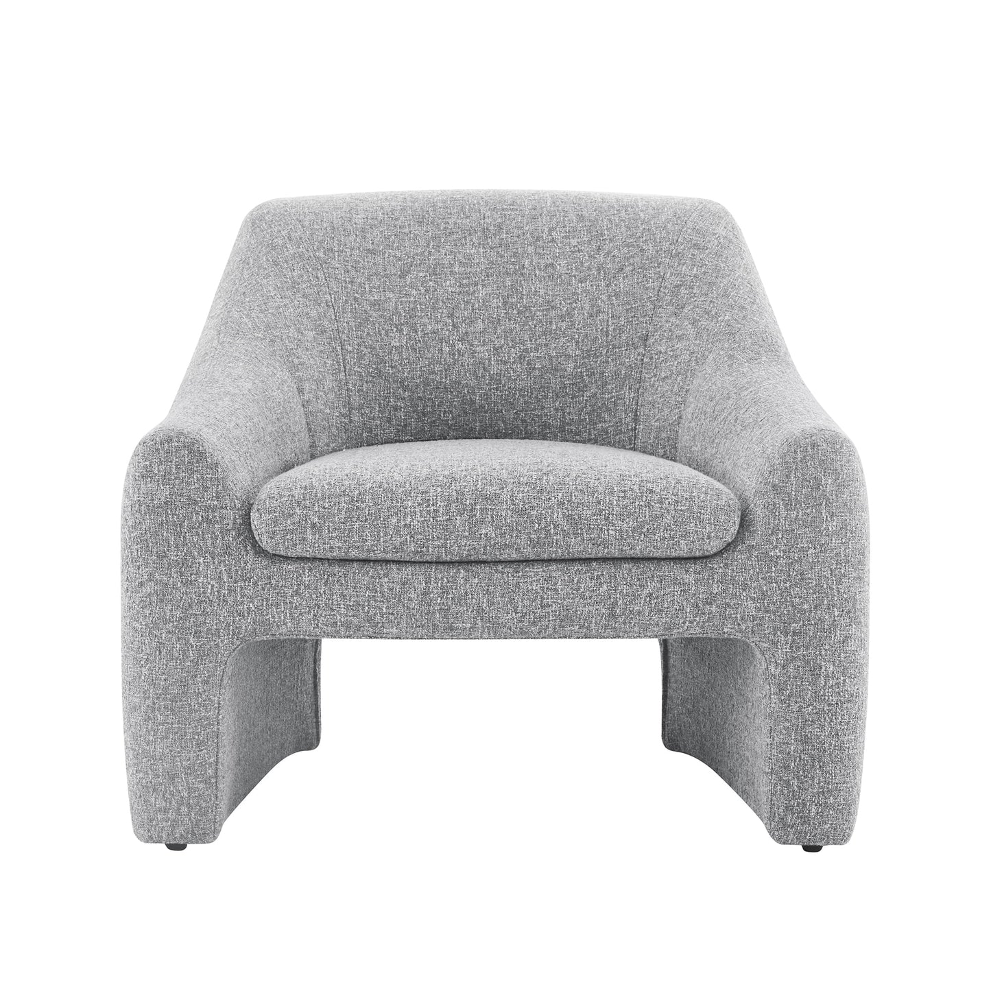 Modern Curved Accent Chair, Upholstered Fabric Armchair, Gray