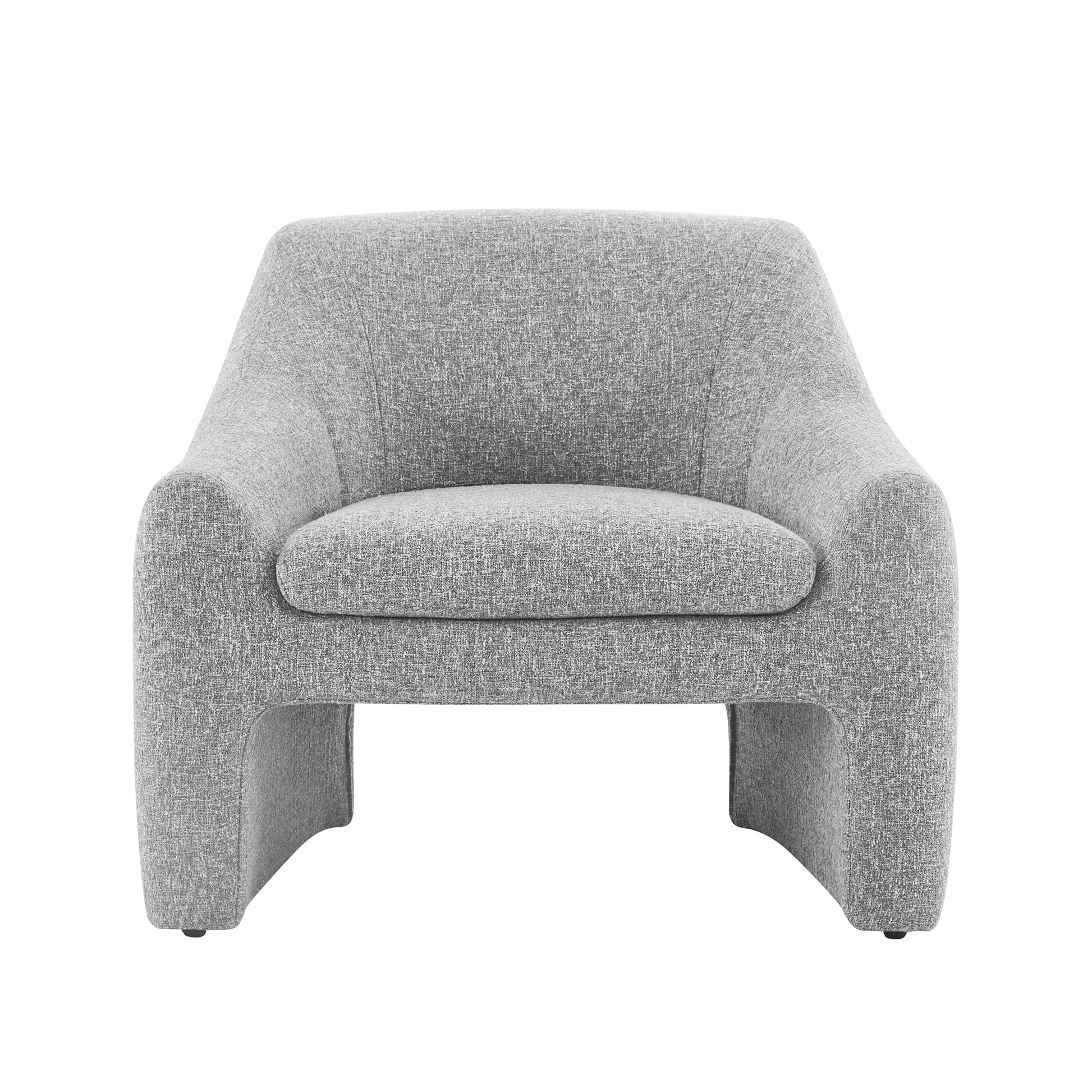 Modern Curved Accent Chair, Upholstered Fabric Armchair, Gray