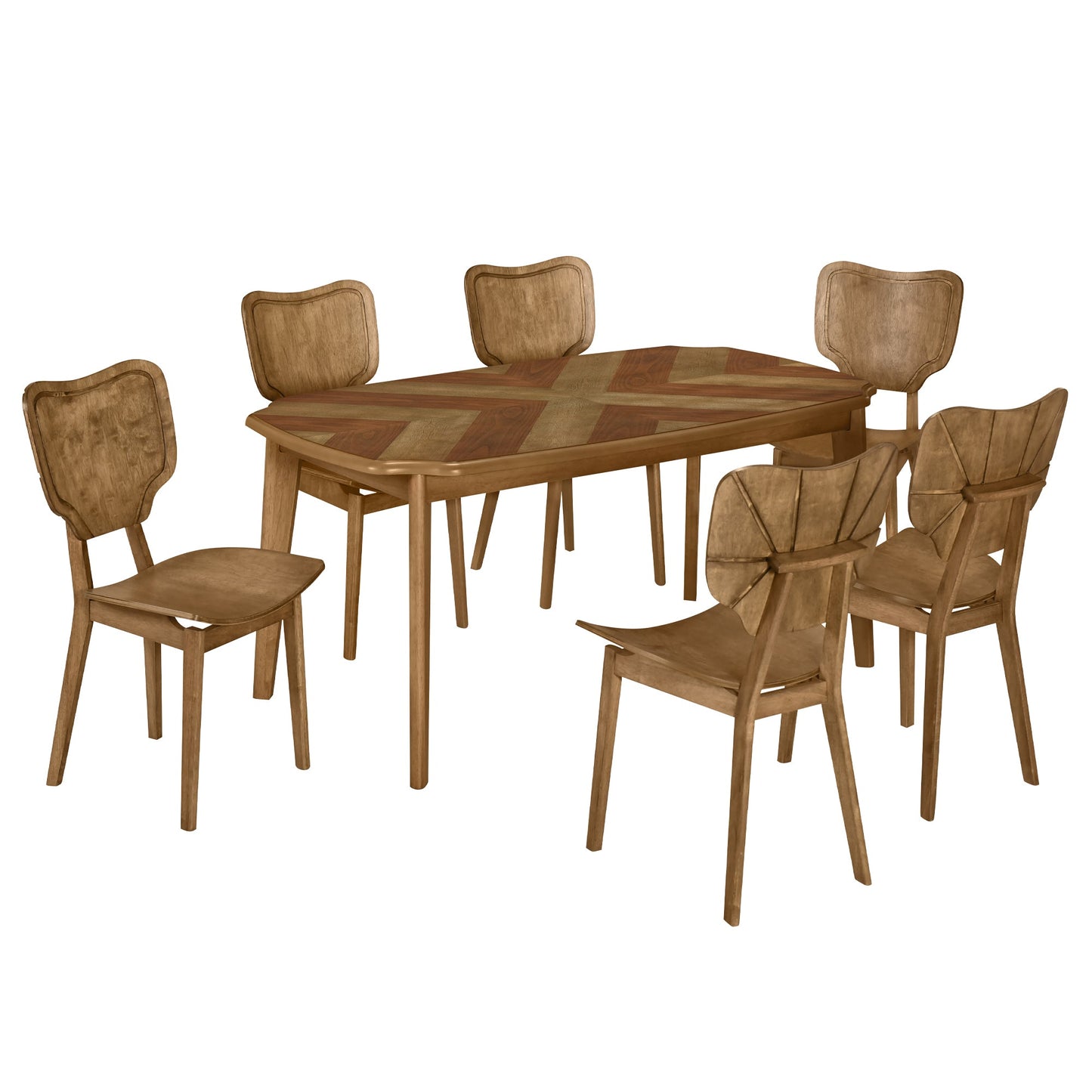 Vintage-Style Solid Wood Dining Table Set with Classic Dining Chairs for Home