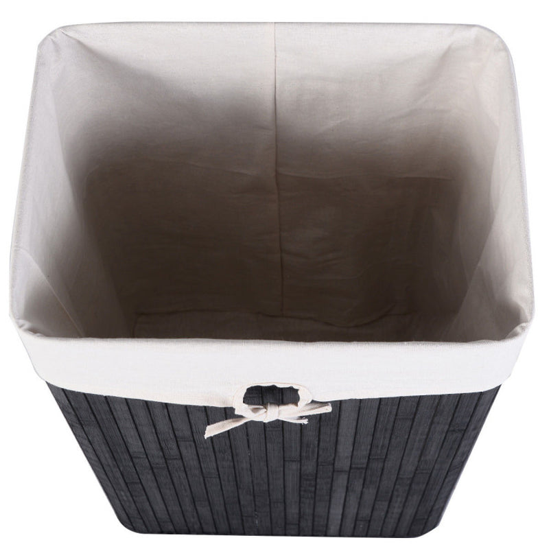 19 Gal Rectangle Laundry Basket Bamboo Clothes Hamper with Handles and Lid