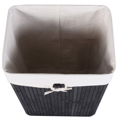 19 Gal Rectangle Laundry Basket Bamboo Clothes Hamper with Handles and Lid