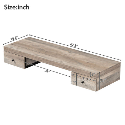 47.2" Wall-mounted Vanity Desk, Floating Vanity Shelf with Drawers,
