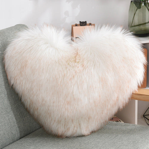 Throw Pillows Heart Shape Plush Shaggy Decorative Pillow