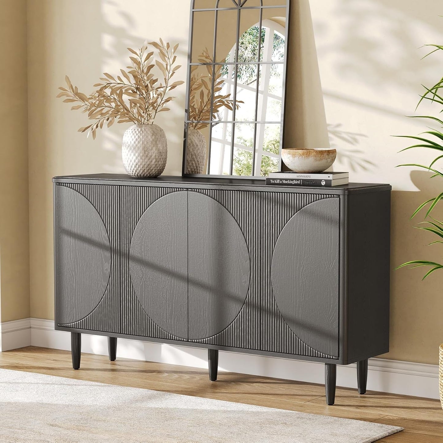 59-Inch Buffet Cabinet Sideboard with Storage, Modern Sideboard Buffet