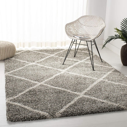 SAFAVIEH Hudson Shag Collection Area Rug - 7' Square, Beige & Ivory, Modern Trellis Design, Non-Shedding & Easy Care, 2-Inch Thick Ideal for High Traffic Areas in Living Room, Bedroom (SGH281S)