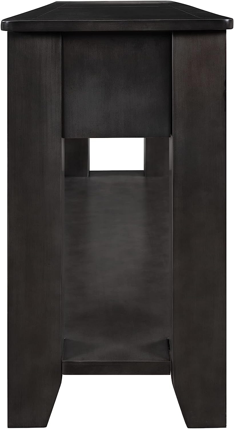 Black Console Table with Drawers and Shelf