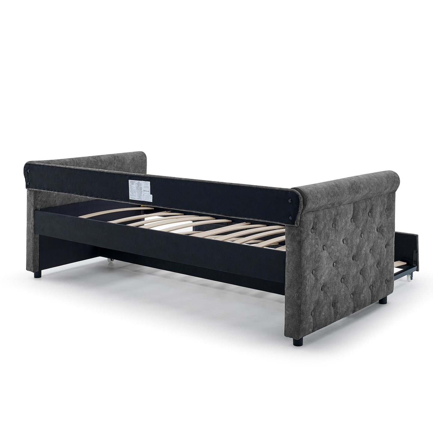 Upholstered Tufted Daybed Sofa Bed with Trundle and Convertible Design