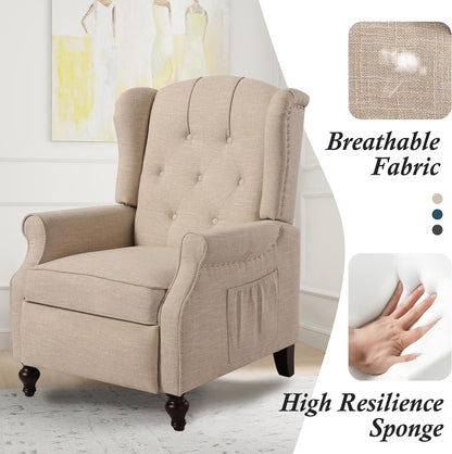 Wingback Recliner Chair with Massage and Heat, Tufted Push-Back, Ergonomic Support