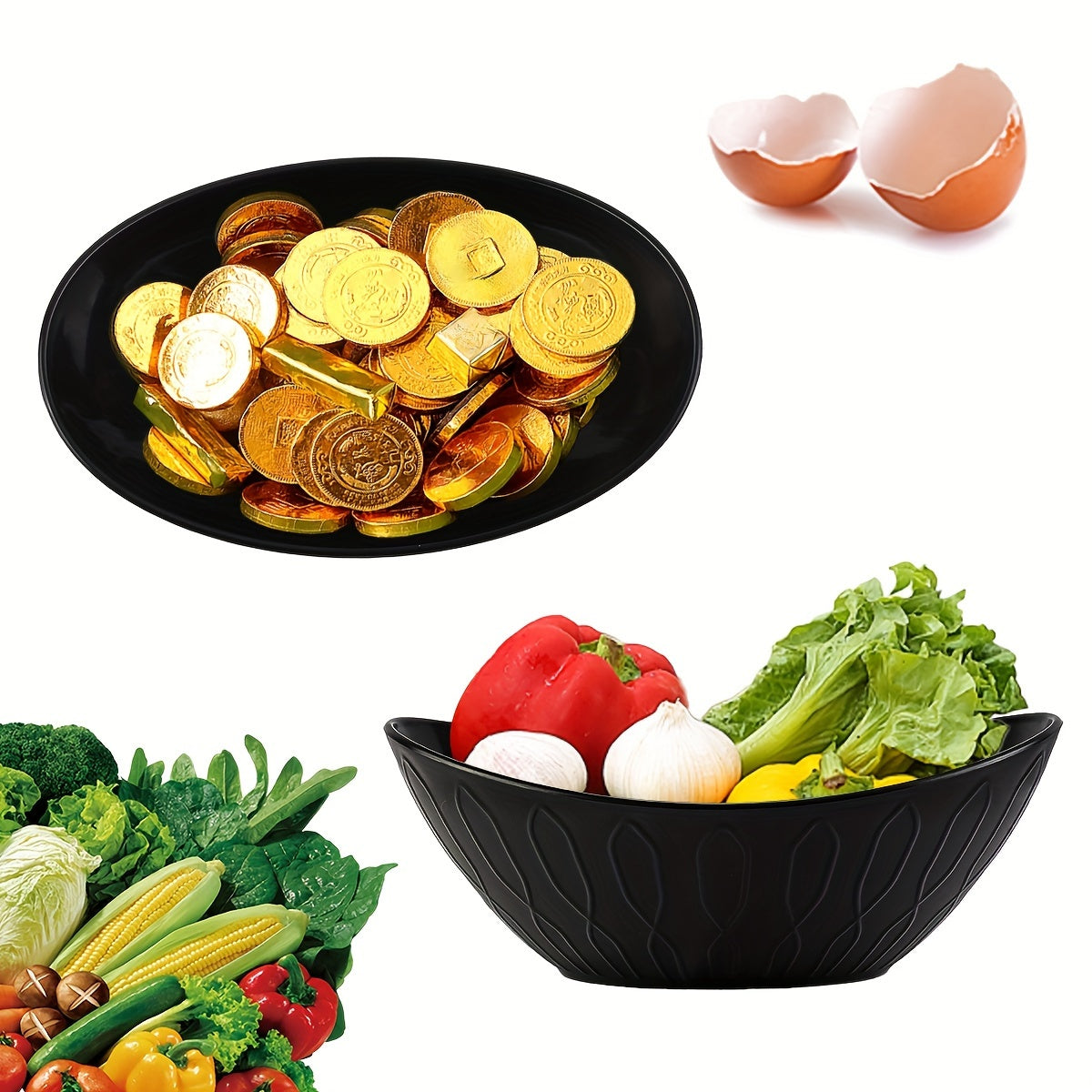 Set of 2 Unbreakable Yuanbao Bowls for Oatmeal  Pasta