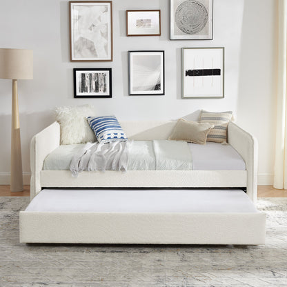 Upholstered Tufted Daybed Sofa Bed with Trundle and Convertible Design