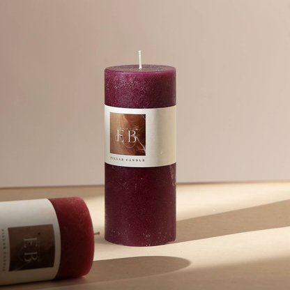 Rustic Pillar Candle Elegant & Long-Lasting Wax Candle for Home Décor, Gifting