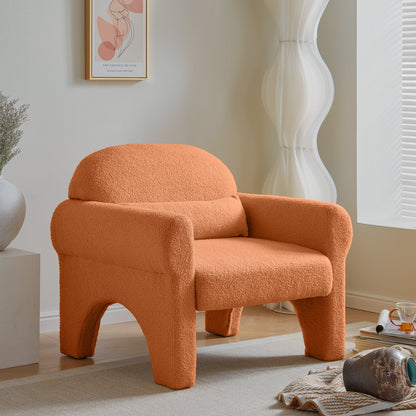 Modern Boucle Accent Chair with Lumbar Pillow for Living Room Seating & Decor