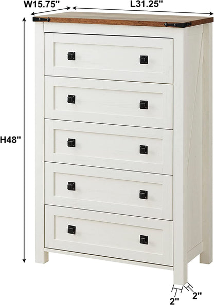 Rustic Tall Chest of Drawers, Antique White