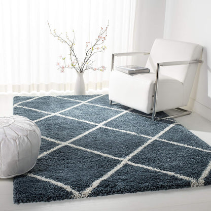 SAFAVIEH Hudson Shag Collection Area Rug - 7' Square, Beige & Ivory, Modern Trellis Design, Non-Shedding & Easy Care, 2-Inch Thick Ideal for High Traffic Areas in Living Room, Bedroom (SGH281S)