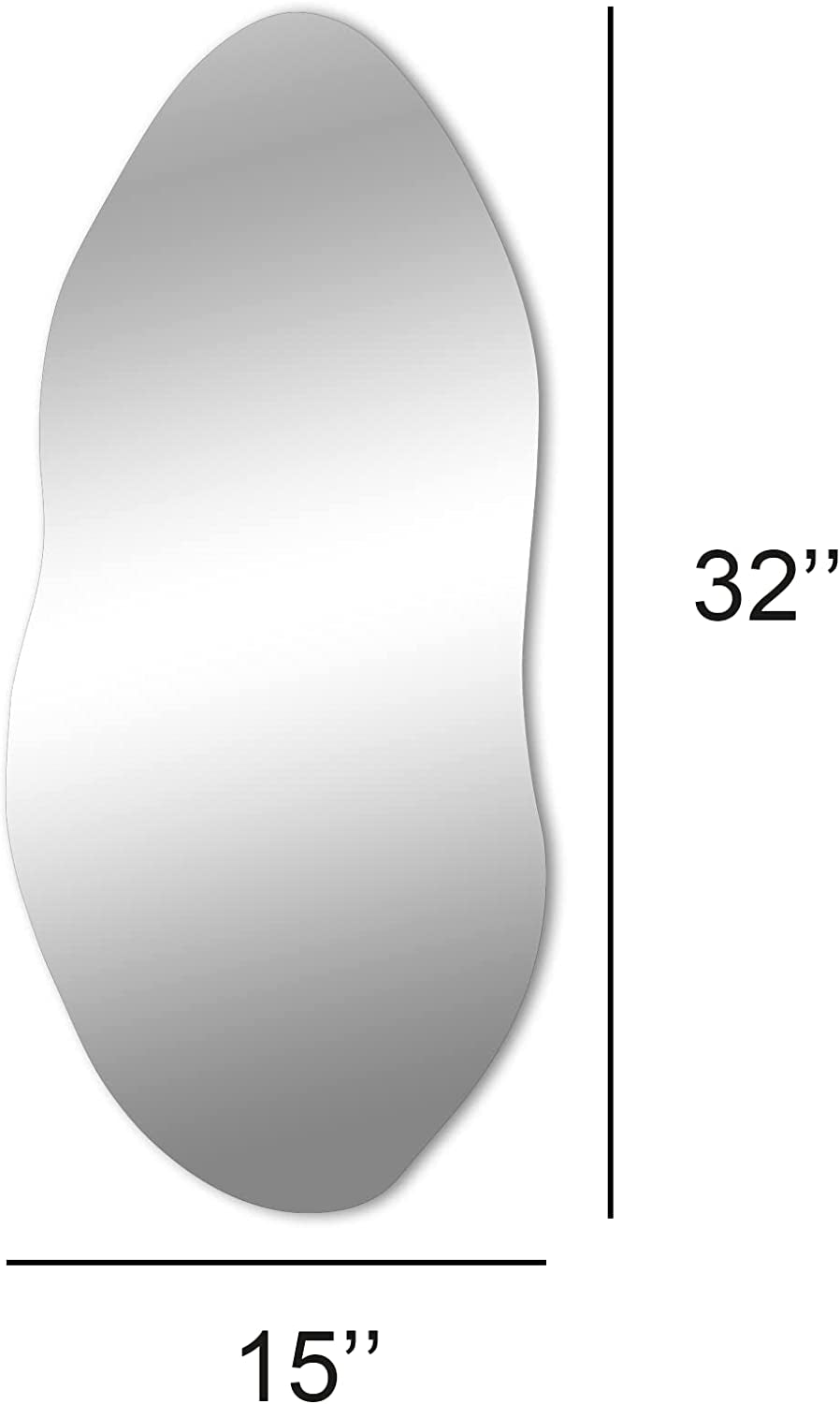 Asymmetrical Frameless Wall Mirror with Hooks for Entryway, Bedroom,