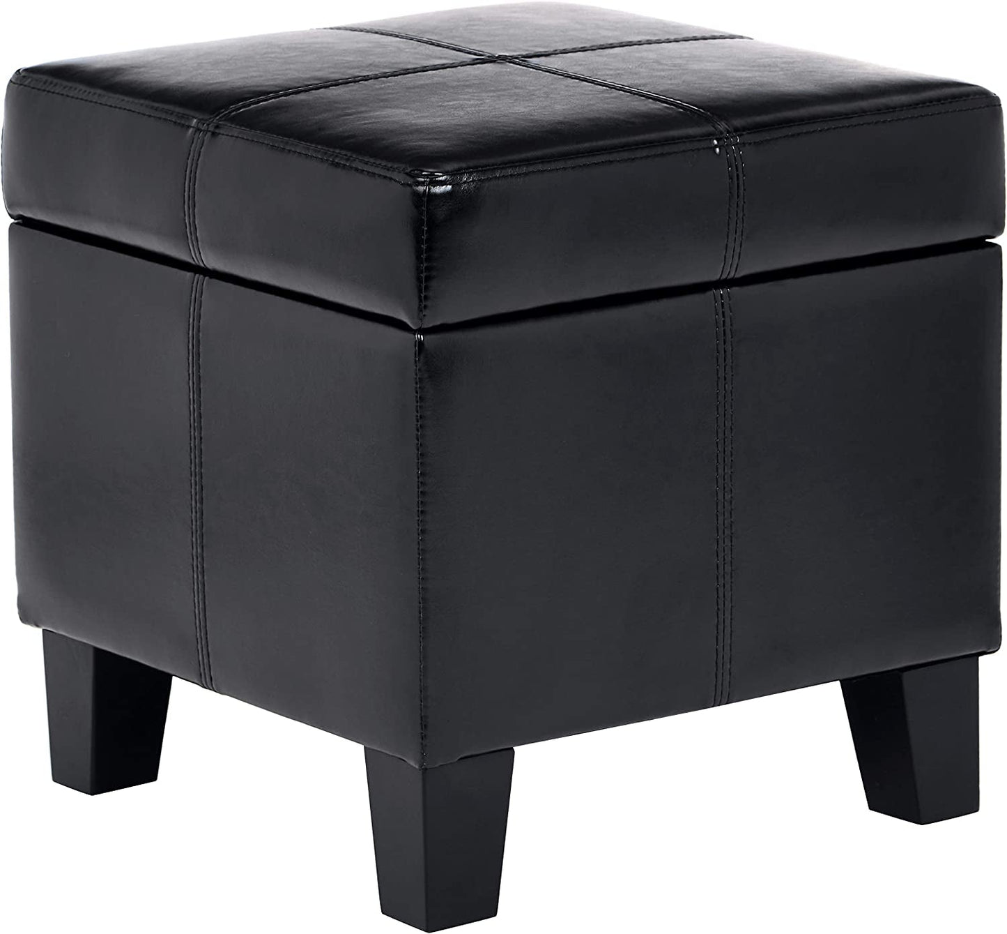 Small Black Ottoman with Hidden Storage