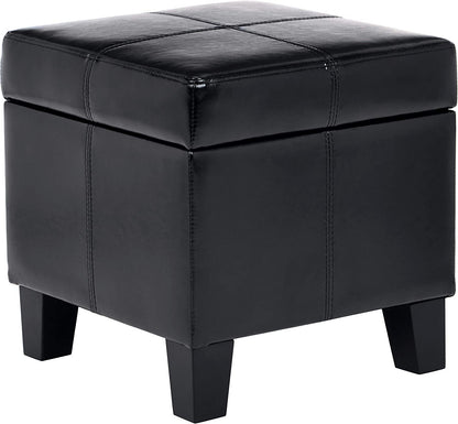 Small Black Ottoman with Hidden Storage