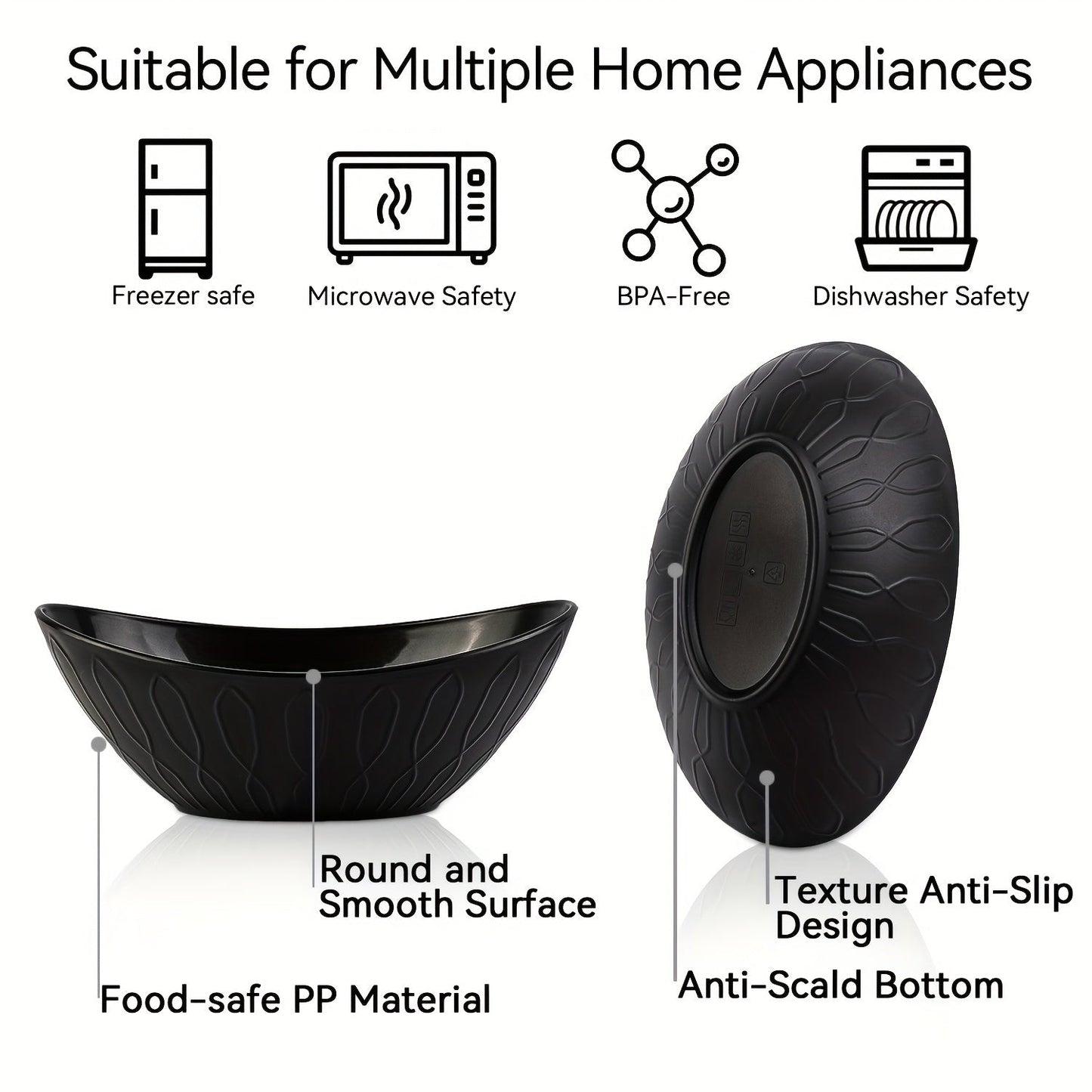 Set of 2 Unbreakable Yuanbao Bowls for Oatmeal  Pasta