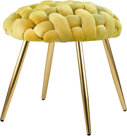 GIA Home Furniture Series Velvet Cross Woven Accent Stool, Chartreuse, Qty of 1