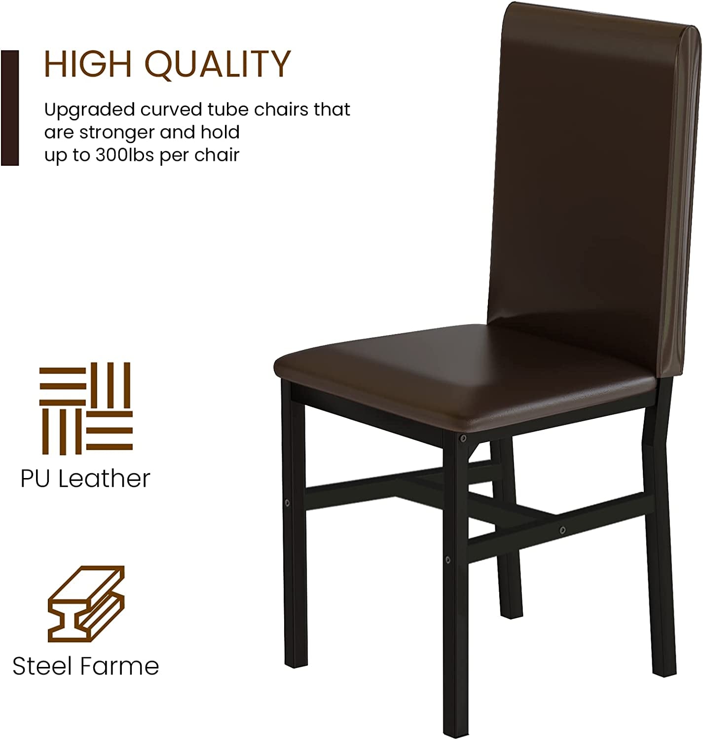 5 Piece Faux Marble Dining Table Set