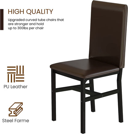 5 Piece Faux Marble Dining Table Set