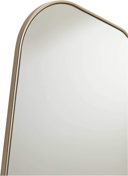 Modern Asymmetrical Curved Corner Champagne Gold Frame Vanity Mirror -