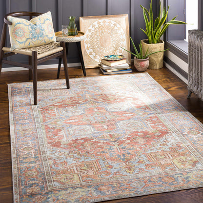 Maayon Medallion Rust Washable Area Rug