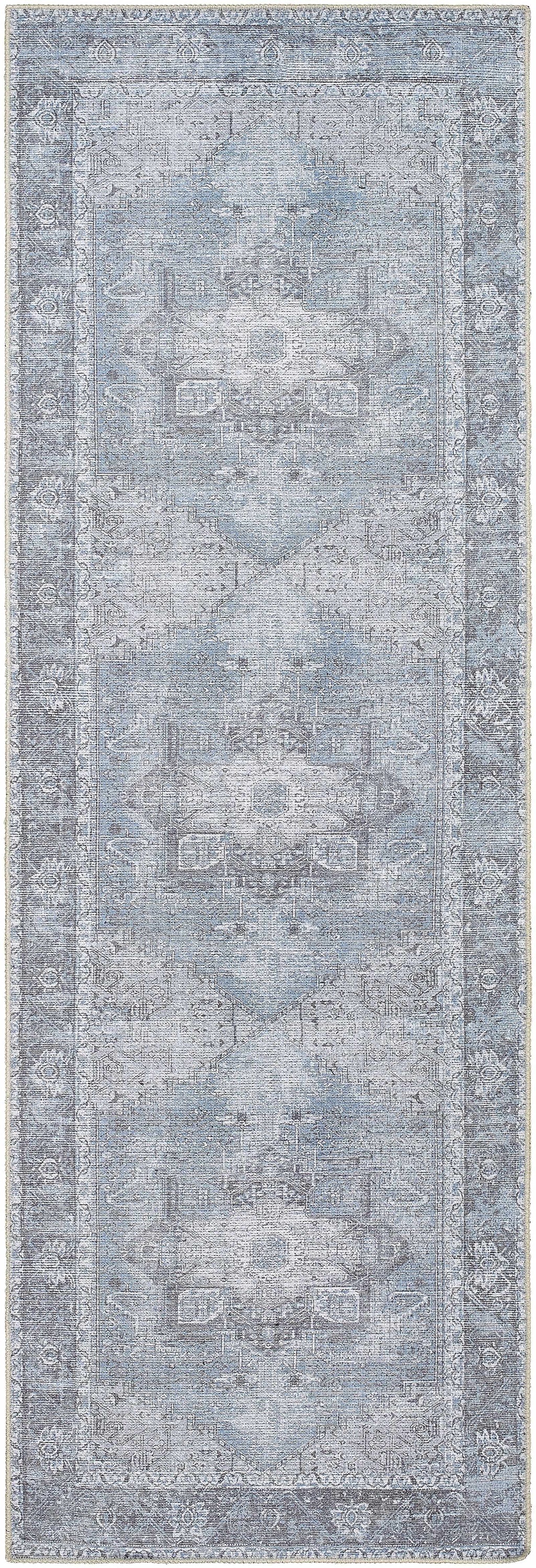 Rosman Blue Washable Area Rug
