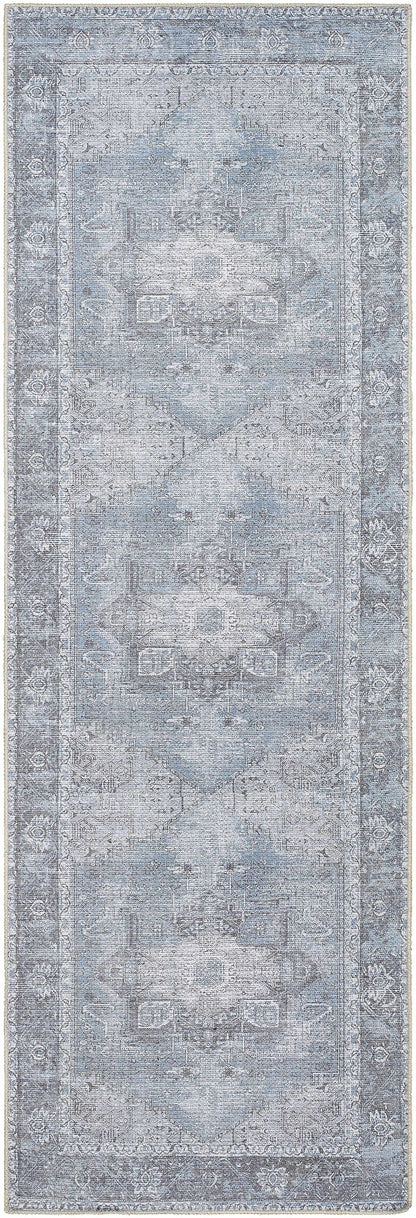 Rosman Blue Washable Area Rug