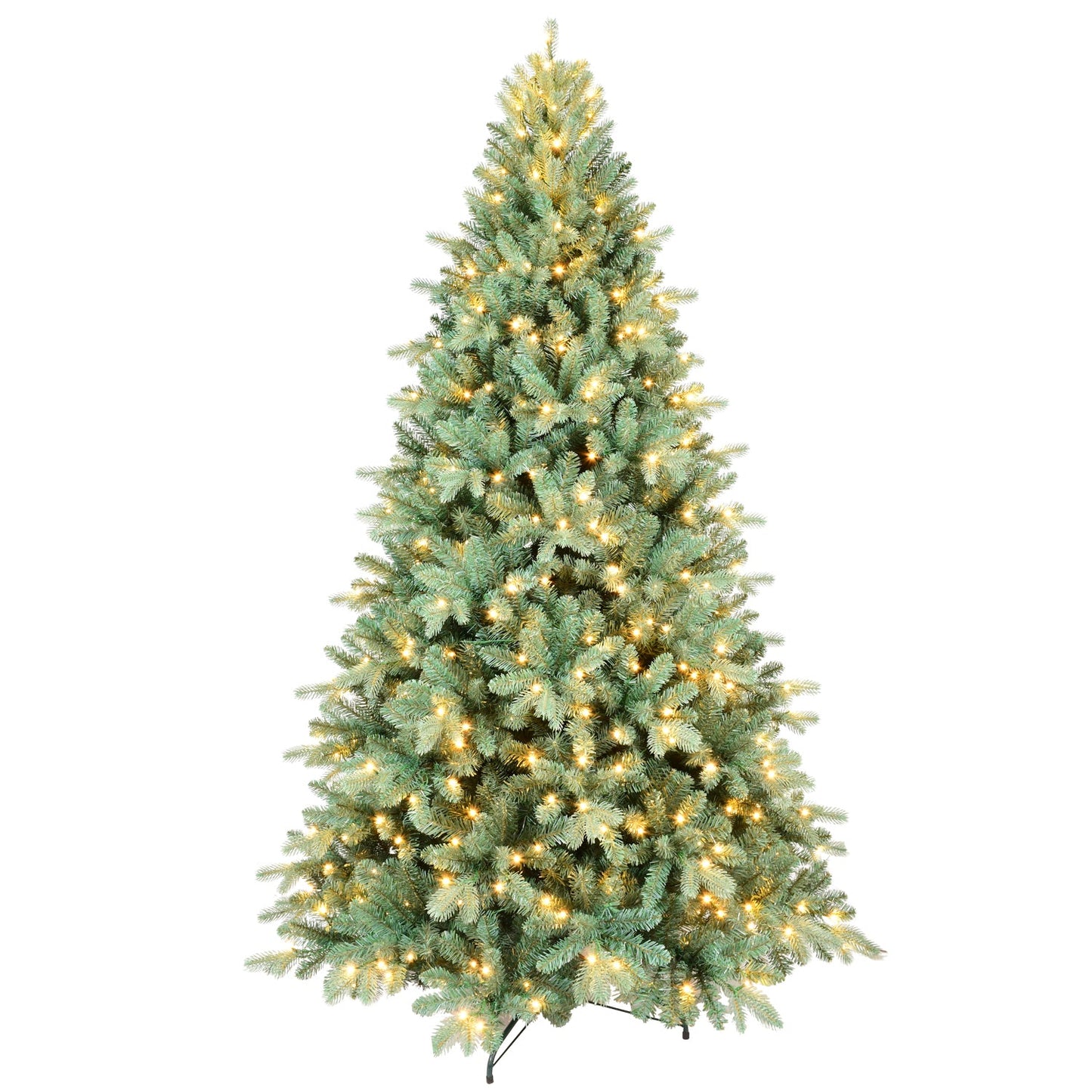 7.5FT Blue-Green Tint PE/PVC Christmas Tree with 550 Warm White LED