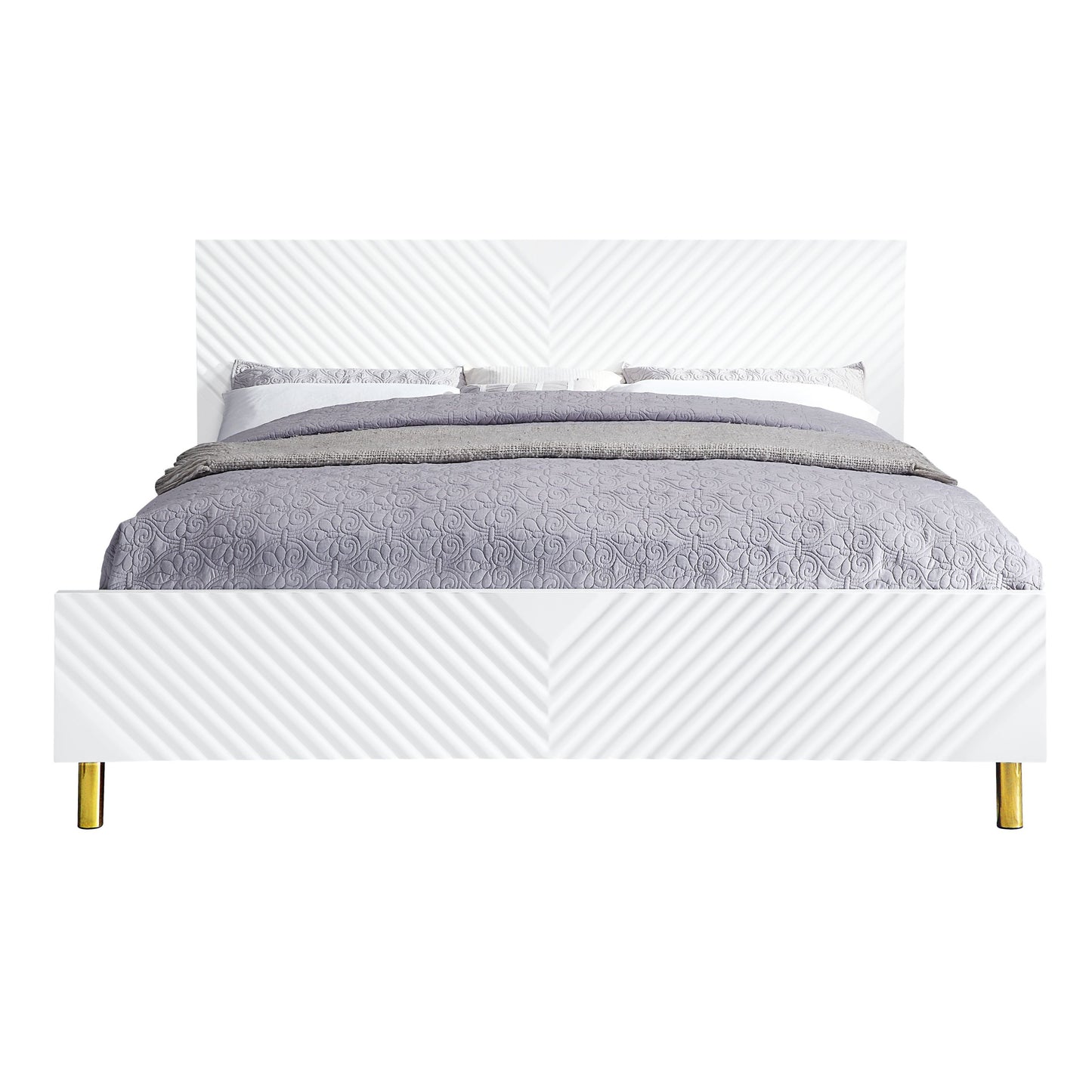 Gaines White High Gloss Finish EK Bed