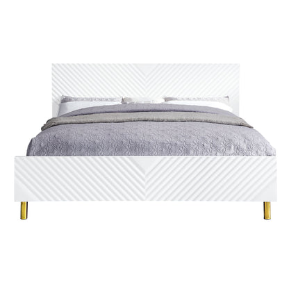 Gaines White High Gloss Finish EK Bed