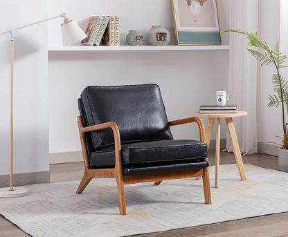 Modern Black Accent Chair with Thick Cushion