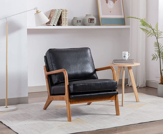Modern Black Accent Chair with Thick Cushion