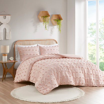 Floral Clip Jacquard Metallic Printed Back Print Long Fur Comforter Mini Set