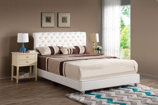 Elegant White Transitional Queen Bed For Comfort