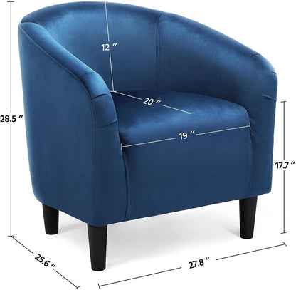 Pagoda Blue Velvet Club Chair with Armrests