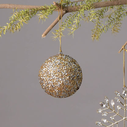 Expobazaar SEQUINS LAC BALL HANGING ORNAMENT - Siver & Gold