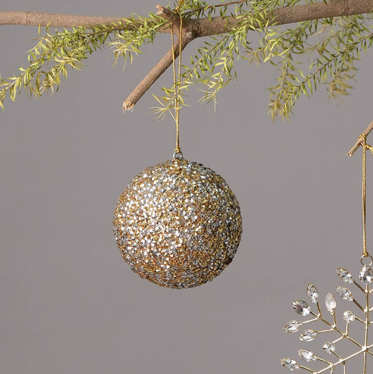 Expobazaar SEQUINS LAC BALL HANGING ORNAMENT - Siver & Gold