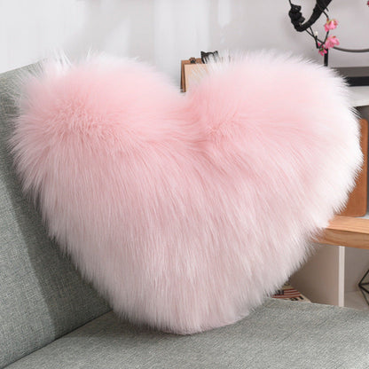 Throw Pillows Heart Shape Plush Shaggy Decorative Pillow