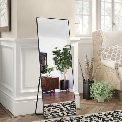 KIAYACI Arched Floor Mirror Wood Frame Wall Mounted Mirror Distressed Style Wide Frame Dressing Make up Mirror for Bathroom/Bedroom/Living Room/Dining Room/Entry/Farmhouse (Light Gray, 64" X 21")…