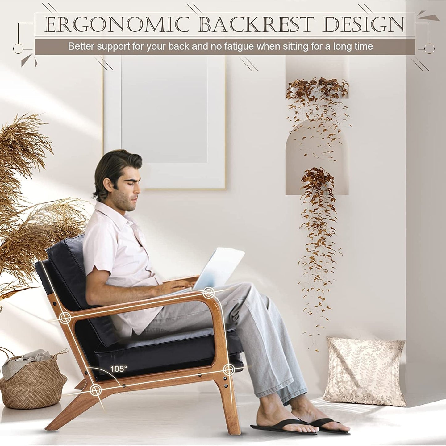 Modern Black Accent Chair with Thick Cushion