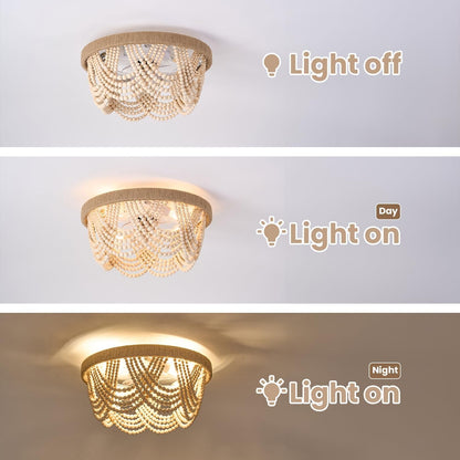 20" Boho Ceiling Fan with Light, Coastal Fandelier Ceiling Fans with