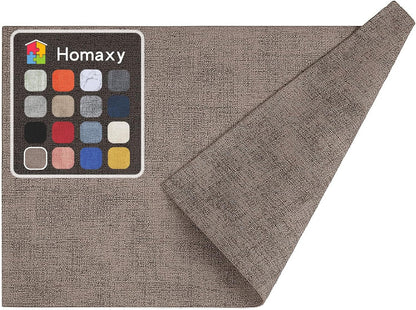 Homaxy Faux Leather Heat Resistant Placemats for Dining Table Set of 6, Waterproof Wipeable Washable PU Table Mats, Easy to Clean Anti-Slip Place Mats, 11.8" X 17", Beige