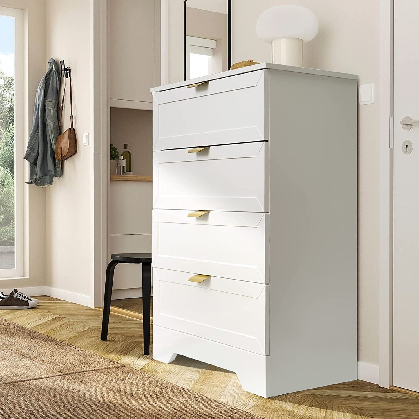 White 4-Drawer Modern Dresser