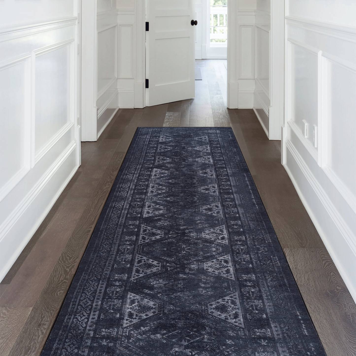MAVAL Black Washable Rug Collection - Runners and Area Rugs for Home and Entryways